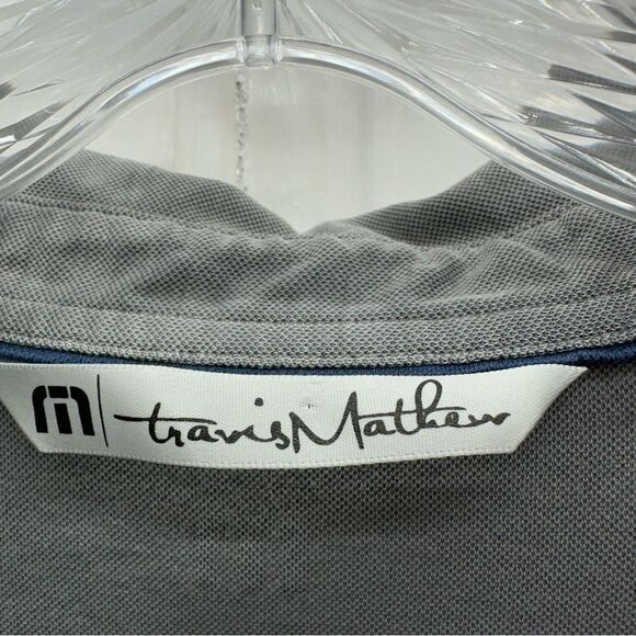 Travis Mathew grey navy polo golf shirt men's large. embroidery on sleeve. - Picture 5 of 6